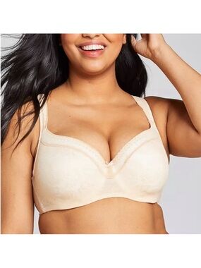 Cacique Modern Lace Covered Balconette  Beige Bra Size 38DDD